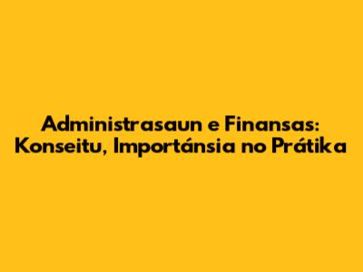 Administrasaun e Finansas: Konseitu, Importánsia no Prátika