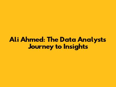 Ali Ahmed: The Data Analyst's Journey to Insights