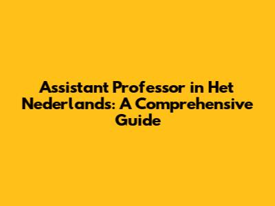 Assistant Professor in Het Nederlands: A Comprehensive Guide