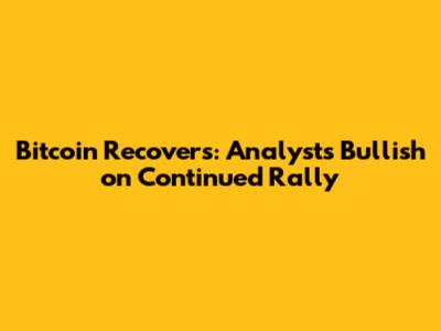 Bitcoin Recovers: Analysts Bullish on Continued Rally