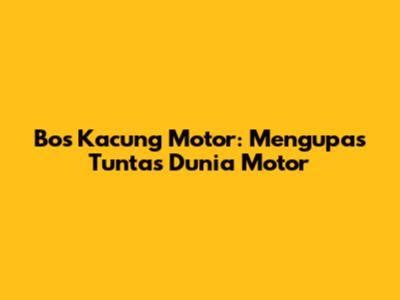 Bos Kacung Motor: Mengupas Tuntas Dunia Motor