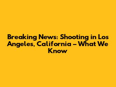 Breaking News: Shooting in Los Angeles, California – What We Know
