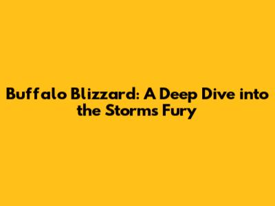 Buffalo Blizzard: A Deep Dive into the Storm's Fury