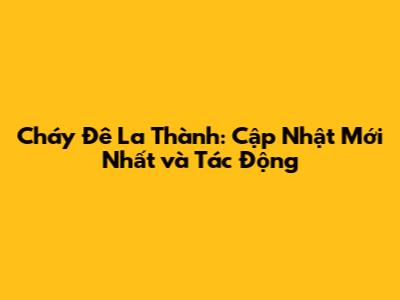 Cháy Đê La Thành: Cập Nhật Mới Nhất và Tác Động