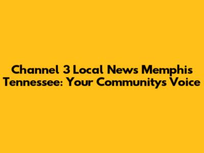 Channel 3 Local News Memphis Tennessee: Your Community's Voice