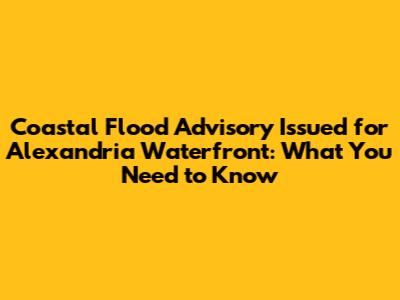 Coastal Flood Advisory Issued for Alexandria Waterfront: What You Need to Know
