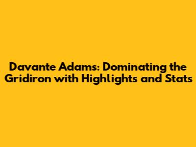 Davante Adams: Dominating the Gridiron with Highlights and Stats