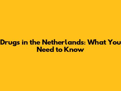 Drugs in the Netherlands: What You Need to Know