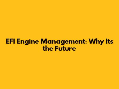 EFI Engine Management: Why It's the Future