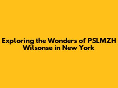 Exploring the Wonders of PSLMZH Wilsonse in New York