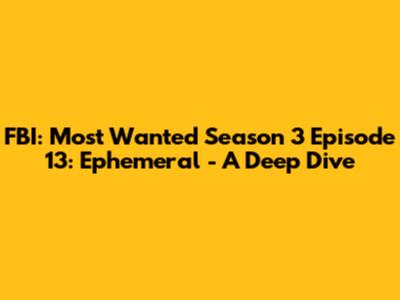 FBI: Most Wanted Season 3 Episode 13: "Ephemeral" - A Deep Dive