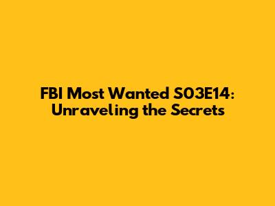 FBI Most Wanted S03E14: Unraveling the Secrets