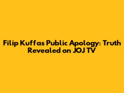 Filip Kuffa's Public Apology: Truth Revealed on JOJ TV