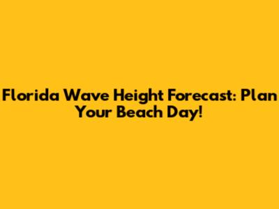 Florida Wave Height Forecast: Plan Your Beach Day!