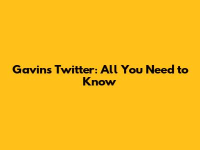 Gavin's Twitter: All You Need to Know