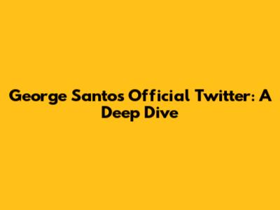 George Santos' Official Twitter: A Deep Dive