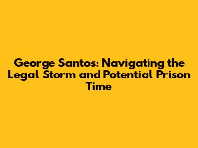 George Santos: Navigating the Legal Storm and Potential Prison Time