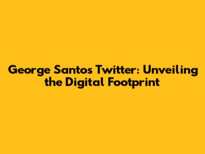 George Santos Twitter: Unveiling the Digital Footprint