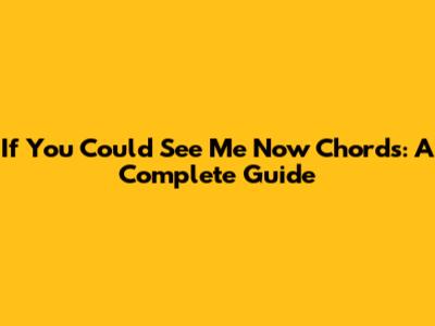 If You Could See Me Now Chords: A Complete Guide