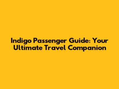 Indigo Passenger Guide: Your Ultimate Travel Companion