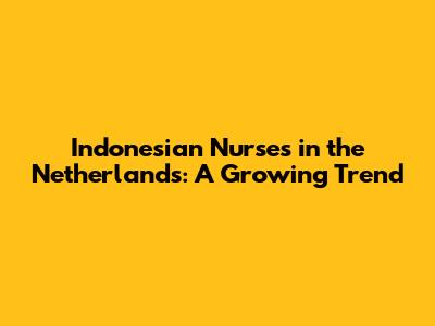 Indonesian Nurses in the Netherlands: A Growing Trend