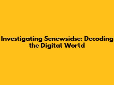 Investigating Senewsidse: Decoding the Digital World