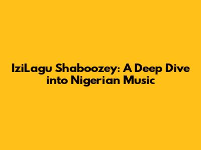 IziLagu Shaboozey: A Deep Dive into Nigerian Music