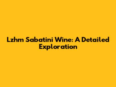 Lzhm Sabatini Wine: A Detailed Exploration