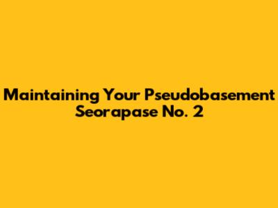 Maintaining Your Pseudobasement Seorapase No. 2