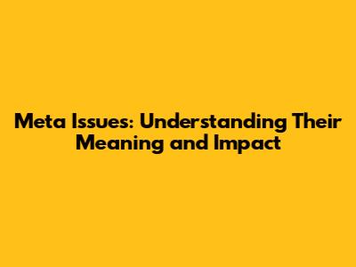 Meta Issues: Understanding Their Meaning and Impact