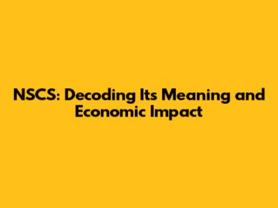 NSCS: Decoding Its Meaning and Economic Impact