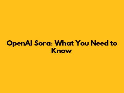 OpenAI Sora: What You Need to Know