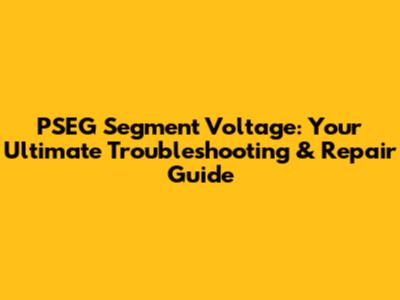 PSEG Segment Voltage: Your Ultimate Troubleshooting & Repair Guide