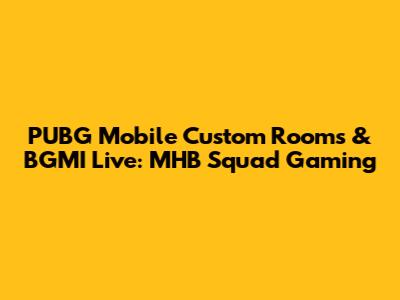 PUBG Mobile Custom Rooms & BGMI Live: MHB Squad Gaming