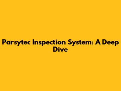 Parsytec Inspection System: A Deep Dive