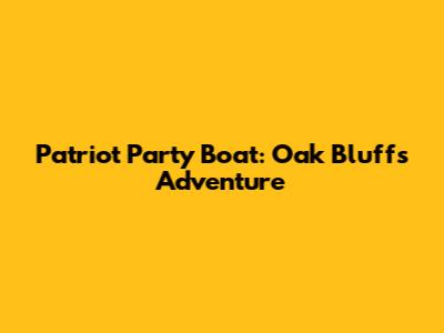 Patriot Party Boat: Oak Bluffs Adventure