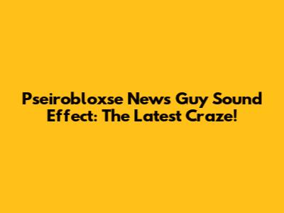 Pseirobloxse News Guy Sound Effect: The Latest Craze!