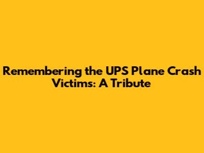 Remembering the UPS Plane Crash Victims: A Tribute