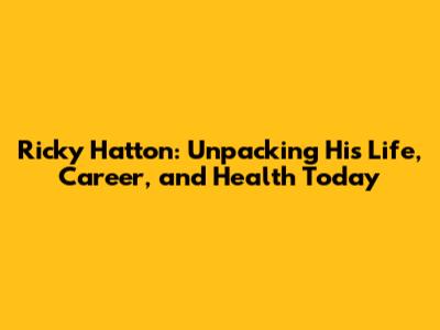 Ricky Hatton: Unpacking His Life, Career, and Health Today