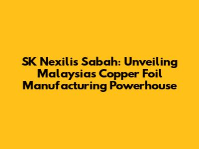 SK Nexilis Sabah: Unveiling Malaysia's Copper Foil Manufacturing Powerhouse