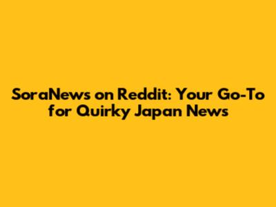 SoraNews on Reddit: Your Go-To for Quirky Japan News