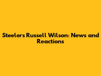 Steelers' Russell Wilson: News and Reactions