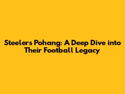 Steelers Pohang: A Deep Dive into Their Football Legacy