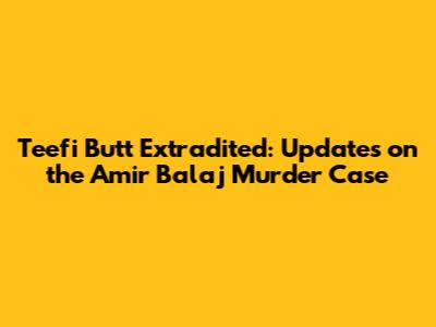 Teefi Butt Extradited: Updates on the Amir Balaj Murder Case