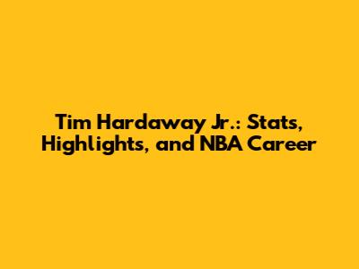 Tim Hardaway Jr.: Stats, Highlights, and NBA Career