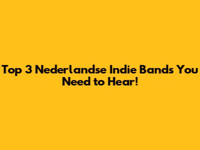 Top 3 Nederlandse Indie Bands You Need to Hear!