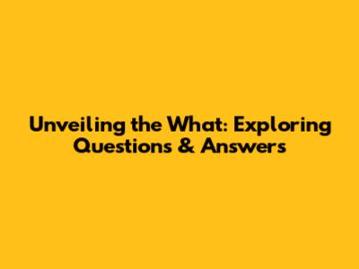 Unveiling the 'What': Exploring Questions & Answers