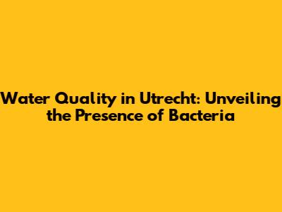 Water Quality in Utrecht: Unveiling the Presence of Bacteria