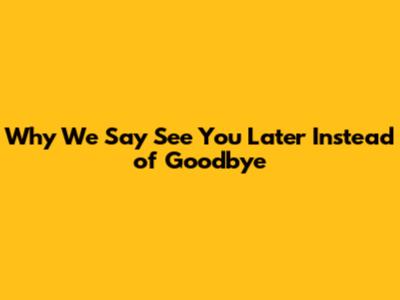 Why We Say 'See You Later' Instead of Goodbye