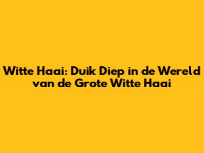 Witte Haai: Duik Diep in de Wereld van de Grote Witte Haai